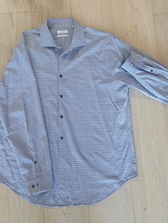 Calvin Klein Other - Calvin Klein Light Blue & White Micro-Check Dress Shirt